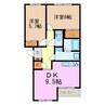 スプリングベル 2DKの間取り