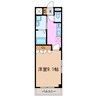 フルールムーラン 1Kの間取り