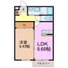 スプリングコート香久山 1LDKの間取り
