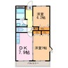 ニュールック岩崎Ⅲ 2DKの間取り