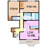 パークヒルズＫ　Ｄ 2LDKの間取り