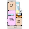 楼蘭篠の風 2LDKの間取り