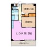 スカイライフⅡ 2LDKの間取り