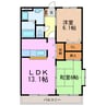 サンライズ三ツ池 2LDKの間取り