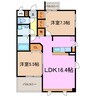 シティーライフ植田 2LDKの間取り