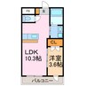 アムセント 1LDKの間取り