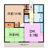 パークスクエア21 2DKの間取り