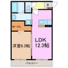 スカイハート 1LDKの間取り