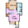 グレイスヴィラ2番館 1LDKの間取り