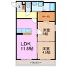 クラウドナイン 2LDKの間取り