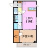 フェザーハイム 1LDKの間取り