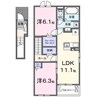 アイレ北山2 2LDKの間取り