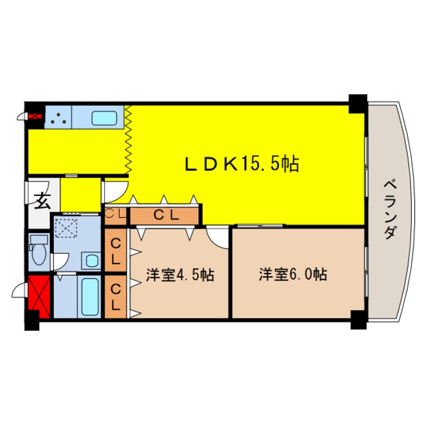 間取図 大阪メトロ谷町線/天満橋駅 徒歩9分 3階 築44年