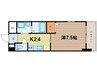 パウゼ大手前 1Kの間取り