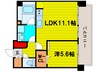 北浜プライマリーワン 1LDKの間取り