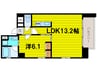 ベルフェリーク天満橋（旧アーバネックス天満橋） 1LDKの間取り