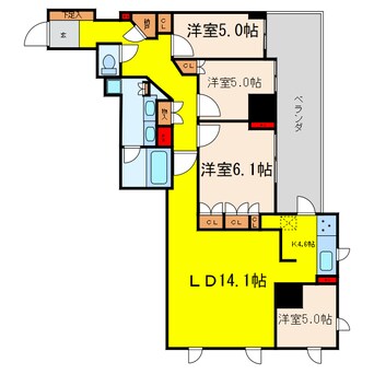 間取図 アップルタワー大阪谷町