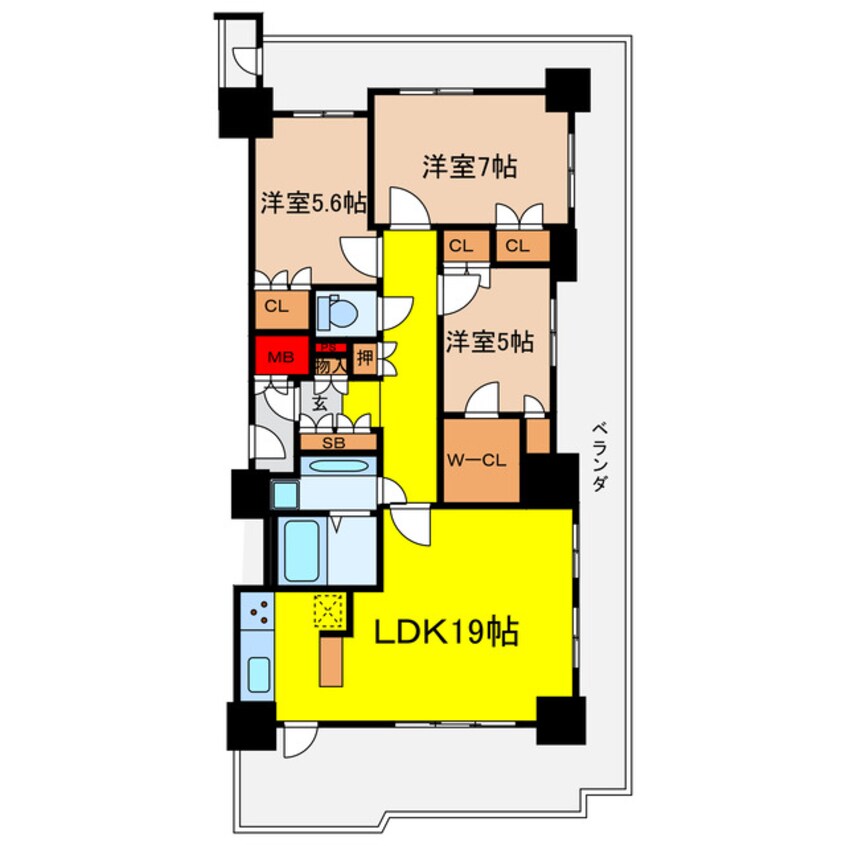 間取図 ローレルコート与力町エルグレース