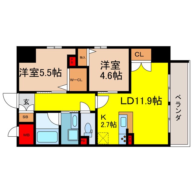 間取り図 グランルージュ谷町六丁目