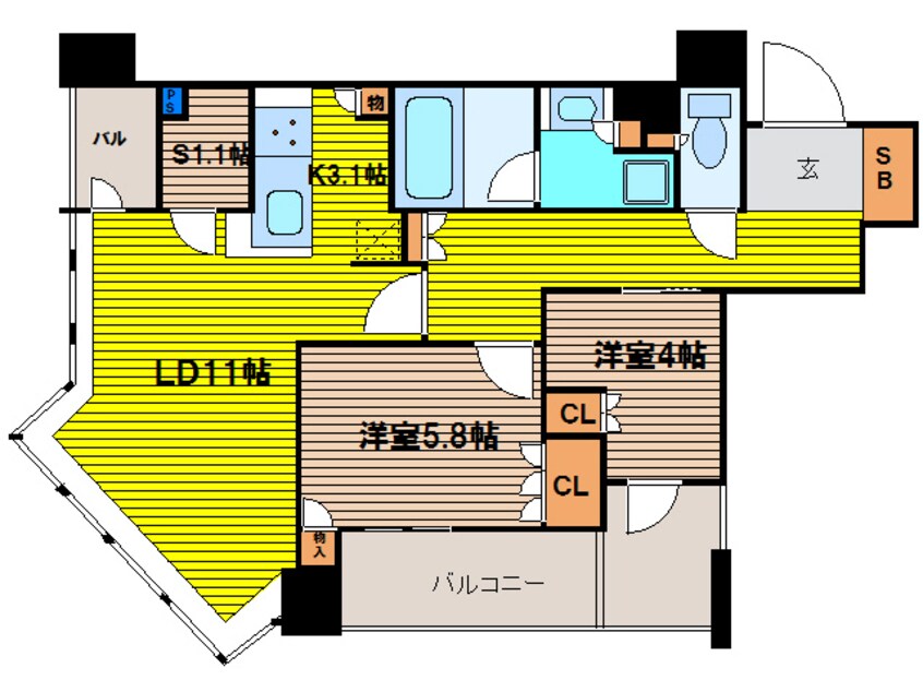 間取図 パークタワー北浜