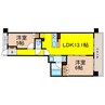 ロジュマンタワー梅田 2LDKの間取り