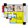 ブランズタワー御堂筋本町 2LDKの間取り