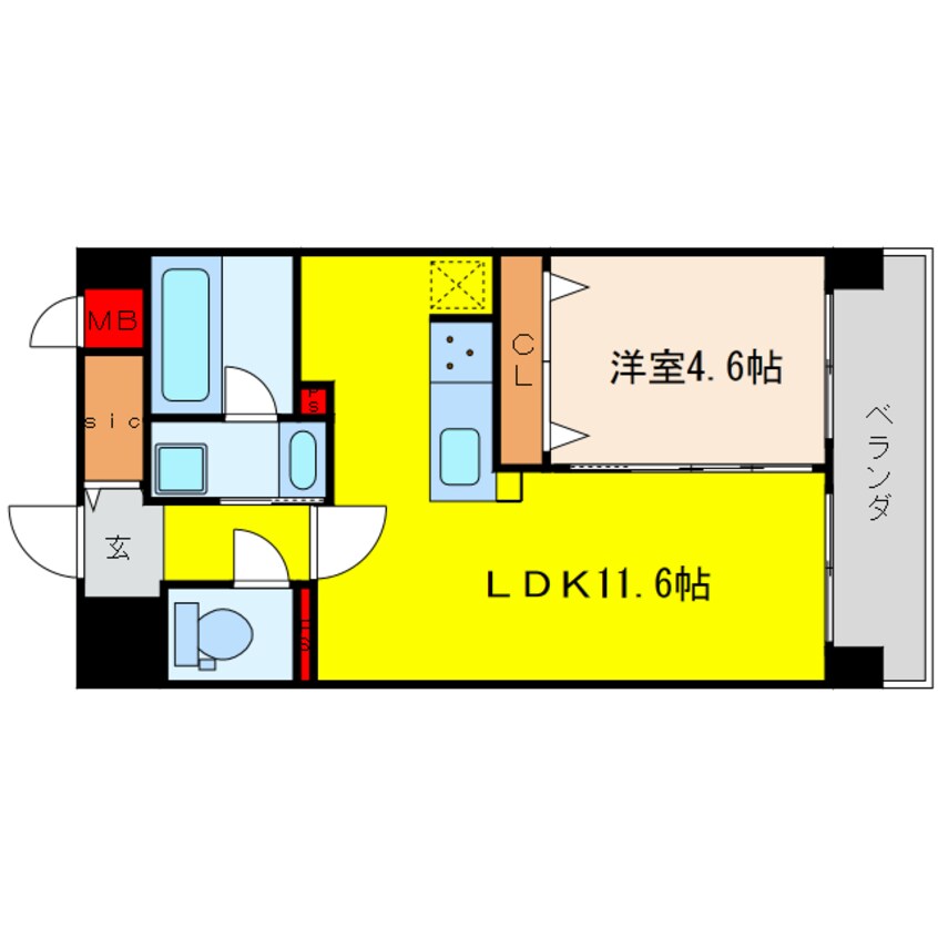 間取図 大阪メトロ堺筋線/扇町駅 徒歩2分 1階 築5年