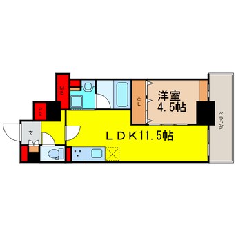 間取図 大阪メトロ長堀鶴見緑地線/西大橋駅 徒歩1分 10階 築4年