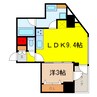 M.hills南森町 1LDKの間取り