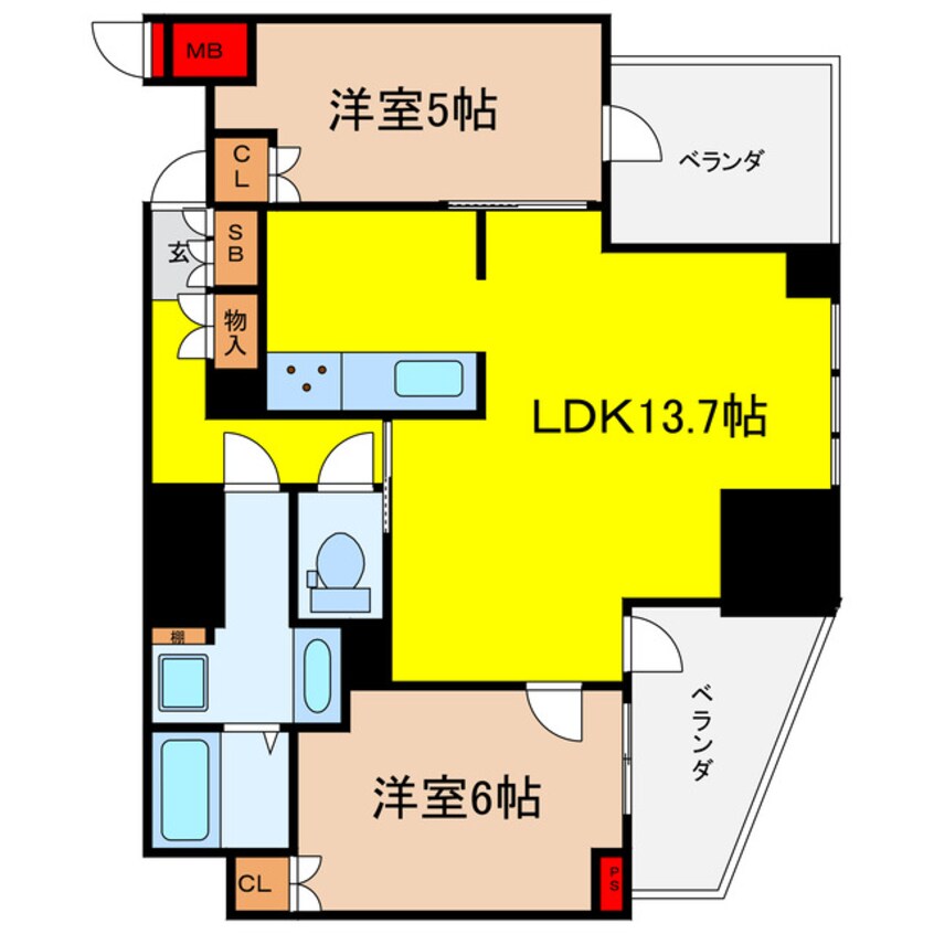 間取図 プラウドタワー北浜