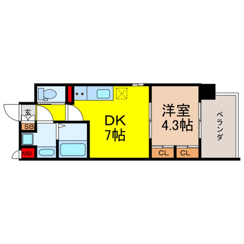 間取図 プライマル南森町（旧　ビガーポリス415松ヶ枝町Ⅲ）