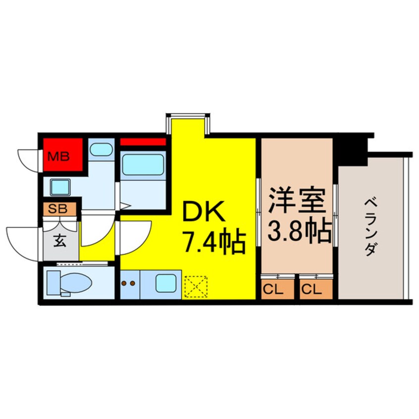 間取図 プライマル南森町（旧　ビガーポリス415松ヶ枝町Ⅲ）