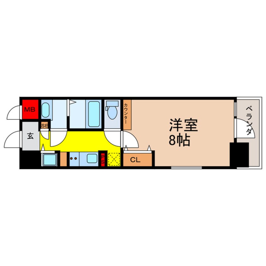 間取図 大阪メトロ長堀鶴見緑地線/玉造駅 徒歩2分 8階 築2年