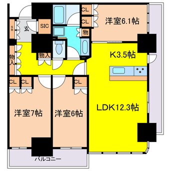 間取図 ブランズタワー・ウェリス心斎橋サウス