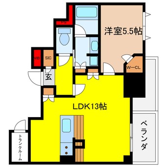 間取図 ブランズ大阪松屋町