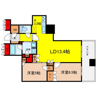 間取図 ブランズタワー大阪本町