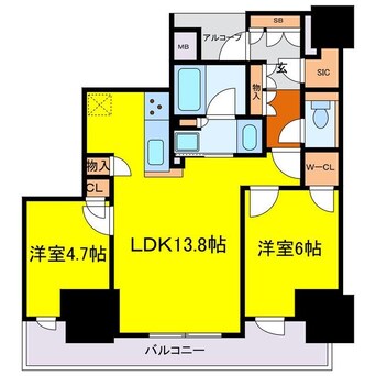 間取図 ザ・ファインタワー大阪肥後橋