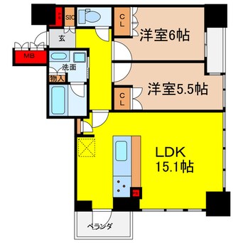 間取図 ザ・ファインタワー大阪肥後橋