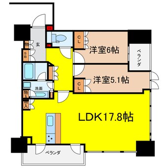 間取図 ザ・ファインタワー大阪肥後橋