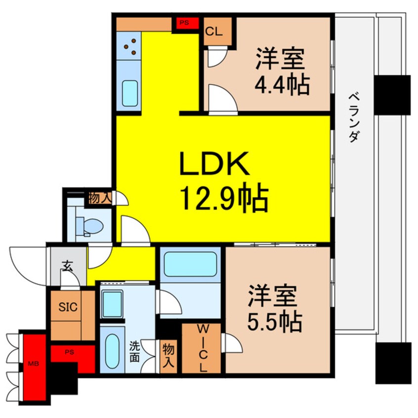 間取図 ブランズタワー谷町4丁目