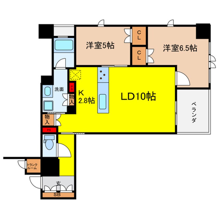 間取図 ブランズタワー谷町4丁目