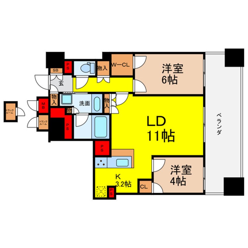 間取図 ブランズタワー谷町4丁目