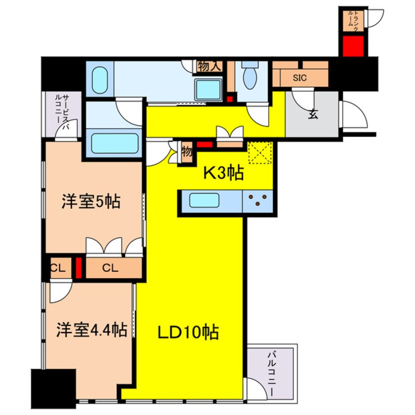 間取図 ブランズタワー谷町4丁目