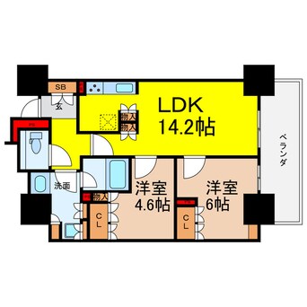 間取図 ローレルタワー堺筋本町