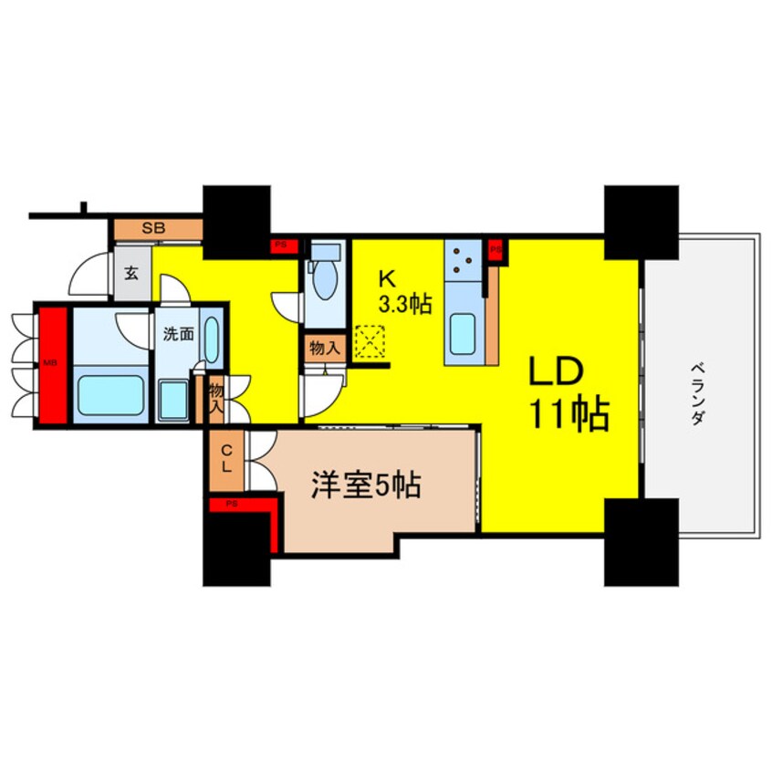 間取図 ローレルタワー堺筋本町