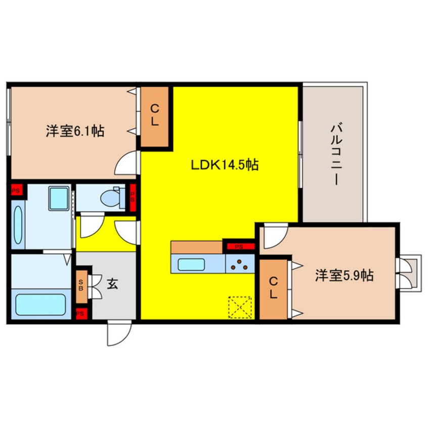 間取図 仮称）大阪市都島区網島町D-room