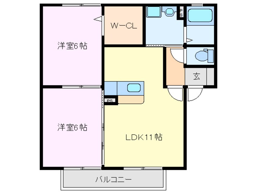 間取図 近鉄名古屋線/白子駅 徒歩10分 1階 築18年