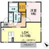 シダーフィールドＡ棟 1LDKの間取り