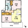 シダーフィールドＣ棟 2DKの間取り