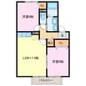 ドミール三日市Ｂ棟 2LDKの間取り